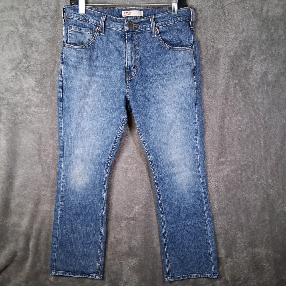Levis Signature Bootcut Jeans Mens 32x30 Blue Stretchable 5 Pockets Casual